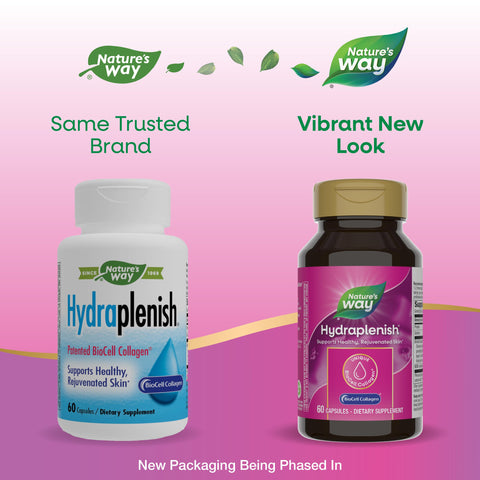 Nature'S Way Hydraplenish Unique Biocell Collagen With Hyaluronic Acid Msm Supports Healthy Hair Skin And Nails 60 Collagen Supplements Capsules (Packaging May Vary)