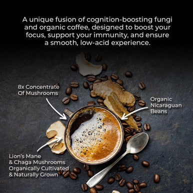 Lifeboost Cognition Adaptogenic Mushroom Coffee Great Tasting Organic Lions Mane and Chaga Medium Roast Nootropic Coffee Increase Energy Boost Focus and Immune Support 12 oz Bag Ground