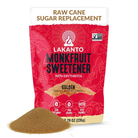 Lakanto Golden Monk Fruit Sweetener with Erythritol, Raw Cane, 5 lb | Raw Cane Sugar Substitute for Coffee, Tea, Baking, Smoothie, Sauce, Marinade, Zero Calorie, Keto, Zero Net Carbs