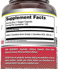 Amazing Nutrition Formulas Acetyl L-Carnitine Hcl Supplement | 500 Mg Per Serving | 120 Veggie Capsules Supplement | Non-GMO | Gluten | Made in USA