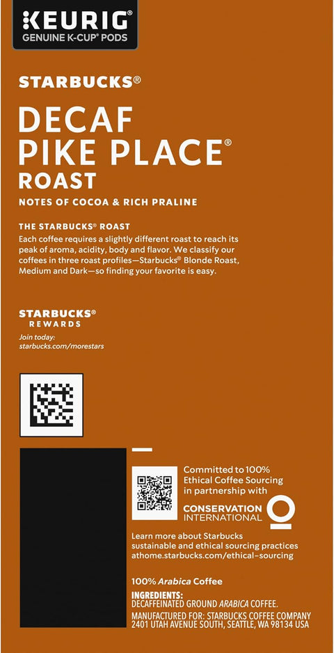 Starbucks Pike Place Decaf Coffee, Keurig (100684)