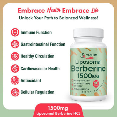Liposomal Berberine Hcl - Berberine 1500Mg Activates Ampk & Glp-1, High Bioavailability Berberines Supplement For Women And Men, Berberine Plus Overall Health Support (1 Pack)