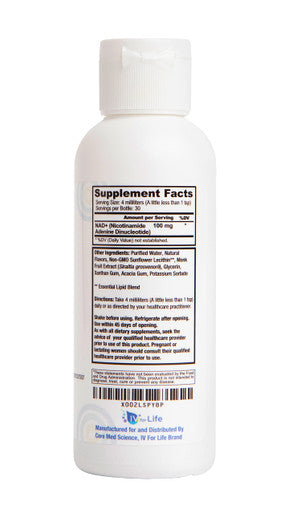 Liposomal NAD+ by Core Med Science - 100mg - 4 Fl Oz Liquid - Nootropic Brain Supplement