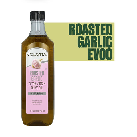 Colavita Roasted Garlic Extra Virgin Olive Oil, 32 Fl Oz ÃƒÂ¢Ã¢â€šÂ¬Ã¢â‚¬Å“ Cold Pressed EVOO Infused with Natural Roasted Garlic Flavor for Cooking, Dressings, Marinades & Dipping
