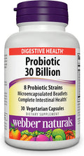 Webber Naturals High Potency 30 Billion CFU Probiotics for Men Women and Adults Shelf Stable no Refrigeration Required 8 Probiotic Strains 30 Vegetarian Capsules for Digestive Health