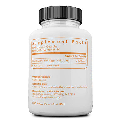 Ancestral Supplements Wild Caught Fish Eggs - Supports Brain, Heart, Fertility and Inflammatory Health (Whole Food Source of Omega-3 Fatty Acids, Vitamins D, K2 & A) 30-day supply
