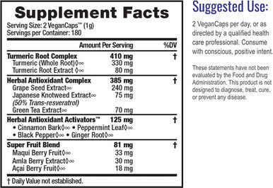 HealthForce SuperFoods Antioxidant Extreme - 360 Vegan Capsules - All Natural Turmeric Root Complex, Anti Inflammatory - Kosher, Gluten Free - 180 Servings