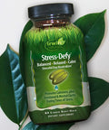 Irwin Naturals Stress-Defy - 84 Liquid Soft-Gels Pack Of 2 - Promotes Calmness & Relaxation - With Rhodiola & L-Theanine - 84 Servings