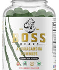 Boss Bears Ashwagandha Gummies, Chewy Strawberry, Improve Mood, 1500 mg per Serving, Gluten Free (30 Servings, Strawberry Flavor)