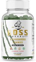 Boss Bears Ashwagandha Gummies, Chewy Strawberry, Improve Mood, 1500 mg per Serving, Gluten Free (30 Servings, Strawberry Flavor)