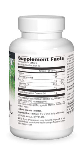 Source s Extra Virgin Coconut Oil 100 mg Medium-Chain Fatty s - 120 Softgels