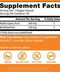 DoctorS Best Benfotiamine + Alpha Lipoic Acid (Ala) Nutritional Supplement Support For Glycemic Balance and Metabolic Response Benfotiamine 150 Mg and AlphaLipoic Acid 300 Mg Capsules 60 Veg Caps