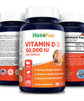 NusaPure Vitamin D3 50,000 IU 180 Veggie Capsules (Non-GMO & Gluten-Free)