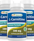 Best Naturals L-Carnitine Tartrate 500 mg 90 Tablets (90 Count (Pack of 3))