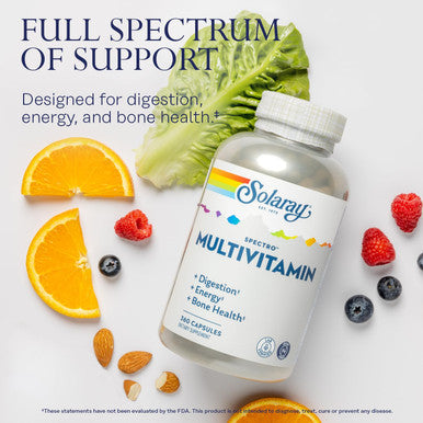 Solaray Spectro Multivitamin With Iron - Multi Vitamin With Calcium, Magnesium, Energizing Greens, Herbs & Digestive Enzymes - Digestion, Energy, And Bone Health Support (60 Servings, 360 Capsules)