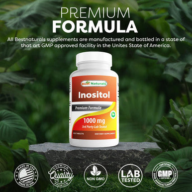 Best Naturals Inositol 1000 mg 120 Tablets (120 Count (Pack of 1)) (120 Count (Packf of 3))