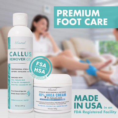 Ebanel Professional Callus Remover For Feet With 20% Urea, Epsom Salt, Salicylic Acid, Glycolic Acid, Heel Toe Foot Callus Remover Gel Peel Exfoliator Dead Skin Removal For Feet, Cracked Heel Repair