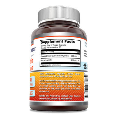 Amazing Formulas Quercetin Berberine - 250Mg Berberine And 250Mg Quercetin, 90 Veggie Capsules Supplement | Non-Gmo | Gluten Free | Made In Usa | Ideal For Vegetarians
