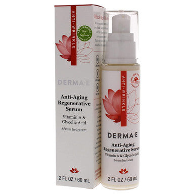 DERMA E Anti-Aging Regenerative Serum Hydrating Day and Night Serum Skin Renewing Serum with Glycolic Acid and Vitamin A Advanced Facial Skin Care Treatment, 2 fl oz