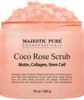 MAJESTIC PURE Coco Rose Scrub - With Biotin, Collagen, Stem Cell & Coconut Oil - Exfolaiting Body Scrub - Skin Moisturizer, Pore Cleanser & Body Exfoliator - Natural Skin Care for Men & Women - 10 oz
