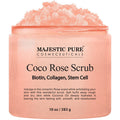 MAJESTIC PURE Coco Rose Scrub - With Biotin, Collagen, Stem Cell & Coconut Oil - Exfolaiting Body Scrub - Skin Moisturizer, Pore Cleanser & Body Exfoliator - Natural Skin Care for Men & Women - 10 oz