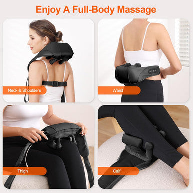 Neck Massager, Cordless Deep Tissue 6D [Noiseless Long Life] Hand Kneading Shoulder Massager With Heat, Portable Shiatsu Electric Massager For Relax Muscles Home & Office & Car Use