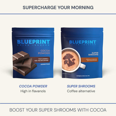 Blueprint Bryan Johnson Non Dairy Cocoa Powder - 7.5% Flavanols, 100% Pure Cocoa, Low Fat Unsweetened Cocoa, Undutched, Keto Friendly, Great for Baking & Cooking, Tested for Heavy Metals (12 Ounces)