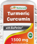 Best Naturals Turmeric Curcumin 1500mg/Serving with Bioperine - 180 Veggie Capsules