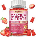 Calcium Citrate Gummies 1200 Mg Calcium Gummies Supplements For Women and Men With Vitamin D3 K2 Magnesium Zinc B6 and B12 High Absorption For Bone Muscle and Immune Support Strawberry Flavor60 Ct