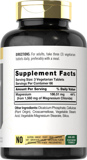 Magnesium Chloride | 1560Mg | 200 Tablets | Cloruro De Magnesio Supplement | Vegetarian, Non-Gmo, And Gluten Free Formula