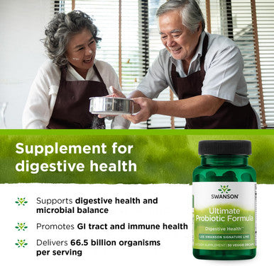Swanson Ultimate Probiotic Formula Digestive Health Immune System Support 66 Billion CFU Prebiotic NutraFlora scFOS 30 DRcaps Veggie Capsules (Caps)