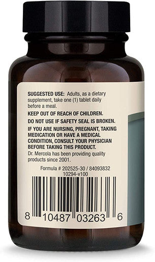 Dr. Mercola Organic Chaga Mushroom Dietary Supplement, 30 Servings (30 Tablets),Non GMO, Gluten , Soy , USDA Organic