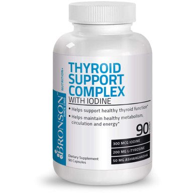 Bronson Thyroid Support Complex with Iodine - Healthy Thyroid Function, Immune System, Energy Levels, Thyroid Hormone Levels, & Metabolism - 180 Capsules