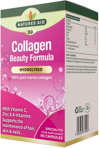 Natures Aid Collagen Beauty Formula (with Vitamin C Zinc & B-Vitamins) 90 Capsules
