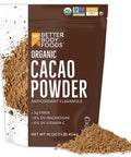 Betterbody Foods Organic Cacao Powder Rich Chocolate Flavor Non-GMO Gluten- Cocoa 16 ounce 1 lb bag