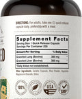 Grass Fed Beef Lung Capsules With Liver | 600Mg | 250 Count | Non-Gmo, Pasture Raised | By Herbage Farmstead