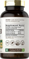 Grass Fed Beef Lung Capsules With Liver | 600Mg | 250 Count | Non-Gmo, Pasture Raised | By Herbage Farmstead
