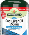 Natures Aid Cod Liver Oil 550 mg 120 Softgel Capsules (Providing 120 mg Omega-3 with Vitamins A and D For The Normal Function of the Immune System Purity Guaranteed Made in the UK)
