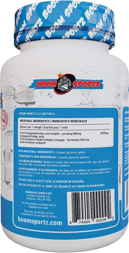 BOOM SPORTZ CLA (Conjugated Linoleic Acid) 180 Softgels 1000 mg - 90 Servings