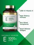 Carlyle Vitamin E 1000 IU Softgels with Mixed Tocopherols 120 Pills Naturally Sourced Supplement NonGMO and Gluten Free Formula