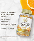 Solgar Vitamin C Gummies For Adults 1 000Mg Ultra Potency Vitamin C Immune System Support For Women & Men - Tasty Tart Orange Flavor Vegan & Gluten Free Gummy 2 Month Supply 60 Servings 2G Sugar