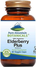 Pure Mountain Botanicals Sambucus Elderberry Supplement - Vegan Kosher Capsules With 750Mg Organic Elderberry And 200Mg Elderflower