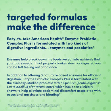 American Health Enzyme Probiotic Complex Plus 20 Billion Microorganisms - Clinically Studied Strain - Advanced Support For Gas & Bloating* - Non-Gmo - 60 Capsules 60 Total Servings