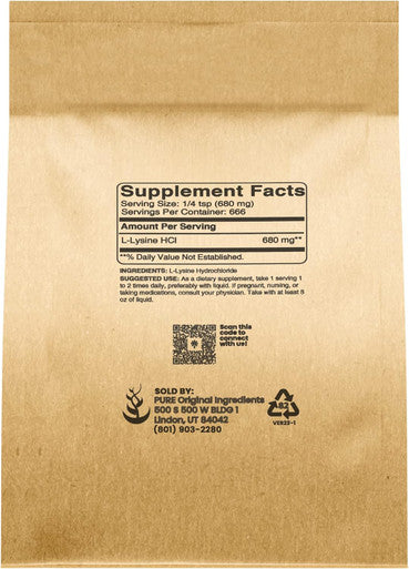 PURE ORIGINAL INGREDIENTS Vitamin C And L-Lysine Hcl Bundle, Dietary Supplement, Non-Gmo