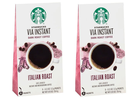 Starbucks VIA Instant Coffee, Dark Roast Coffee, Italian Roast, 100% Arabica, Single-Serve, 1 Box (50 Packets) | 100% Arabica instant coffee packets; Italian Roast dark roast; 1 box, 50 packets