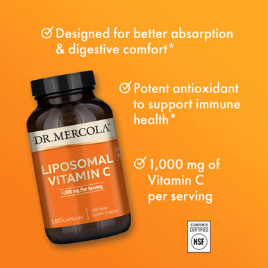 Dr Mercola Liposomal Vitamin C 1,000mg 180 Capsules 90 Days Supply