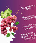 Belive Iron Gummies - Multivitamin With Iron, Vitamins & Zinc For Blood Oxygen - Grape Flavor, Vegan Supplement For Women, Men & Kids