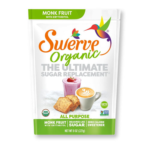 Swerve Organic Monk Fruit Brown Zero Calorie Sweetener, Plant-Based, Kosher, Keto Friendly, USDA Certified Organic, Gluten Free & Non-GMO, 8 Ounce