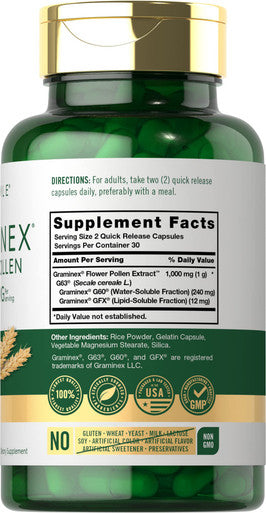 Carlyle Graminex Flower Pollen Extract | 1000 Mg | 60 Capsules | Non-Gmo & Gluten Free