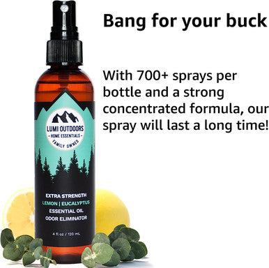 Natural Shoe Deodorizer Spray, Foot Odor Eliminator and Air Freshener - Organic Lemongrass, Mint, Tea Tree Essential Oils